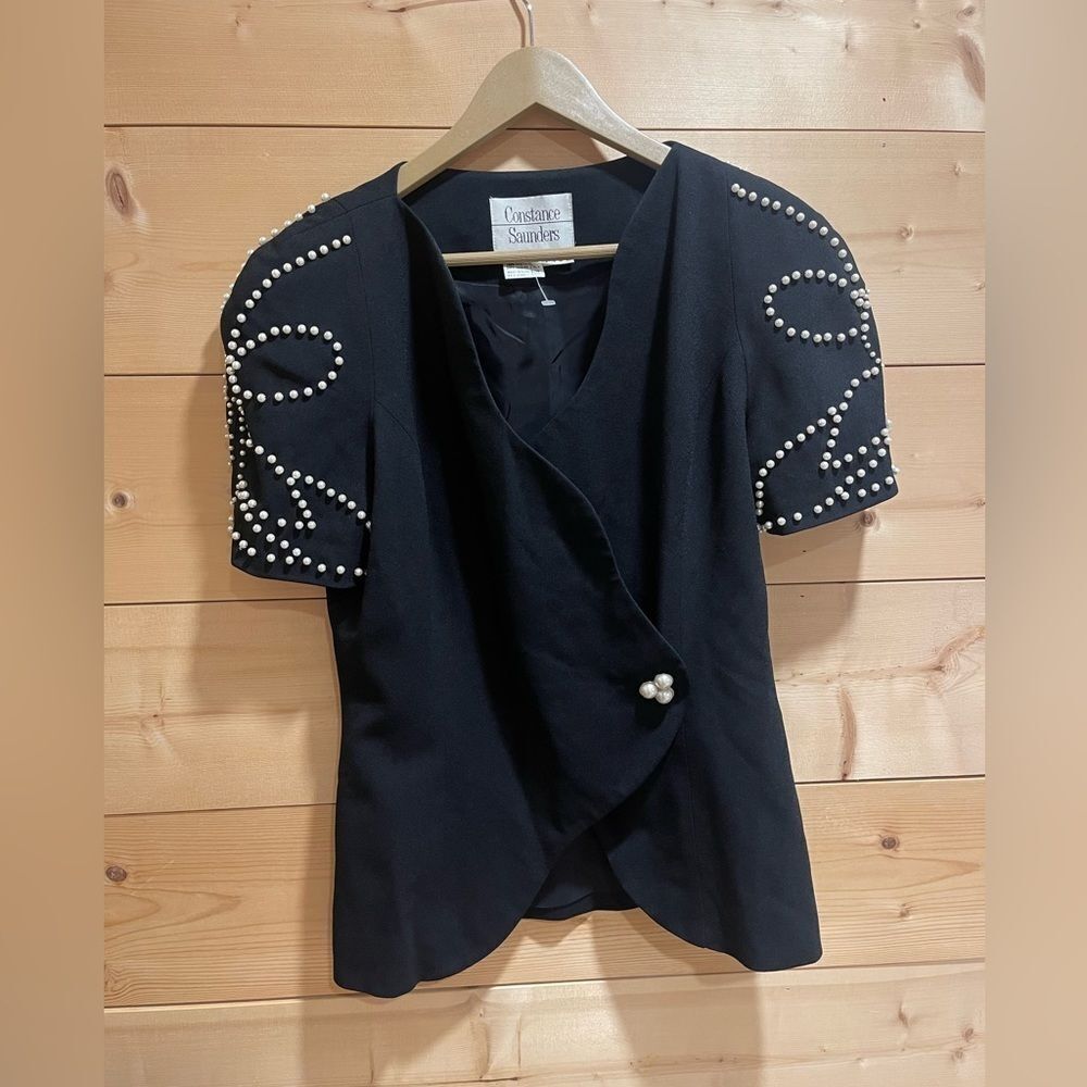 Constance Saunders Black Pearl Shoulder Top Sz 6